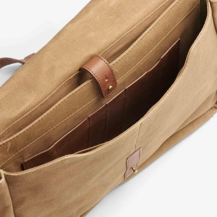 Men Nisolo Bags and Wallets Loreto Messenger Bag Waxed Canvas