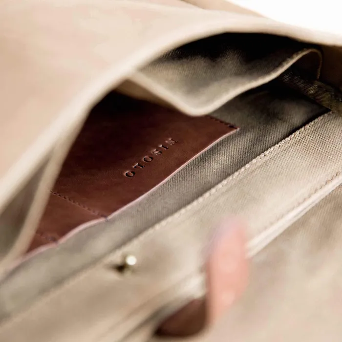 Men Nisolo Bags and Wallets Loreto Messenger Bag Waxed Canvas