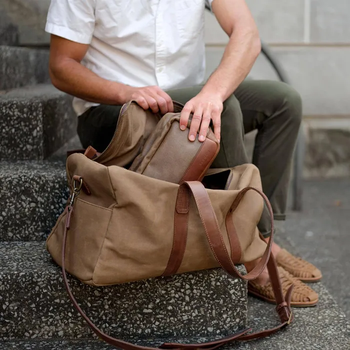 Men Nisolo Bags and Wallets Luis Weekender Waxed Canvas