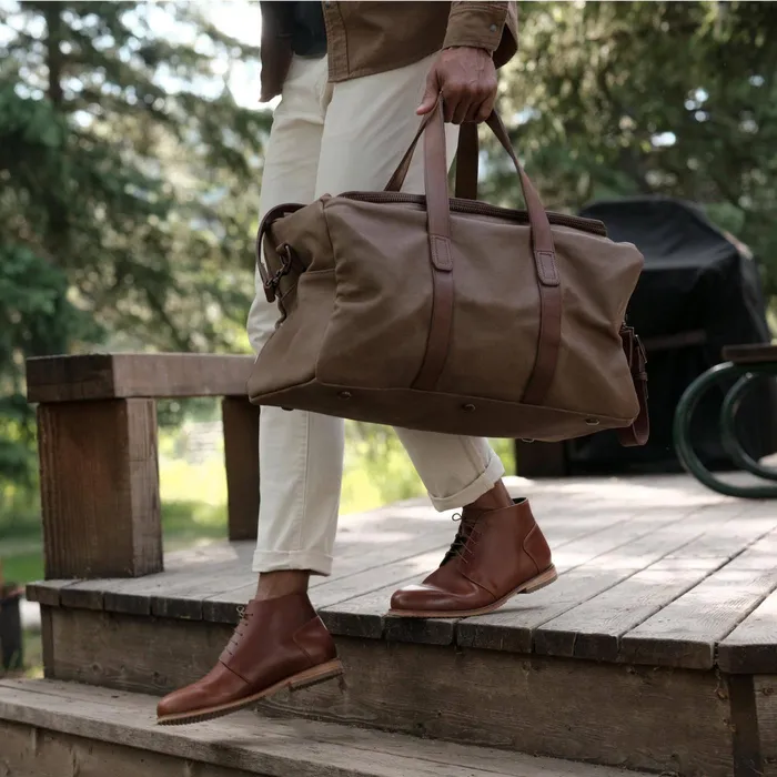 Men Nisolo Bags and Wallets Luis Weekender Waxed Canvas