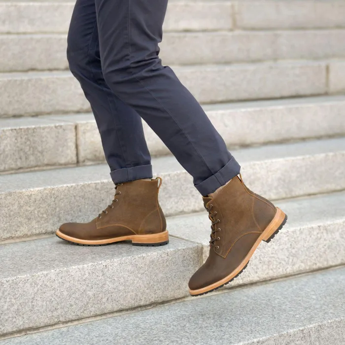 Men Nisolo Boots Martin AllWeather Boot Waxed Brown