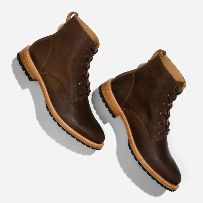 Men Nisolo Boots Martin AllWeather Boot Waxed Brown
