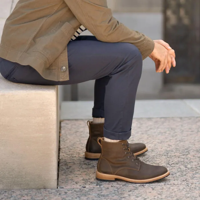 Men Nisolo Boots Martin AllWeather Boot Waxed Brown