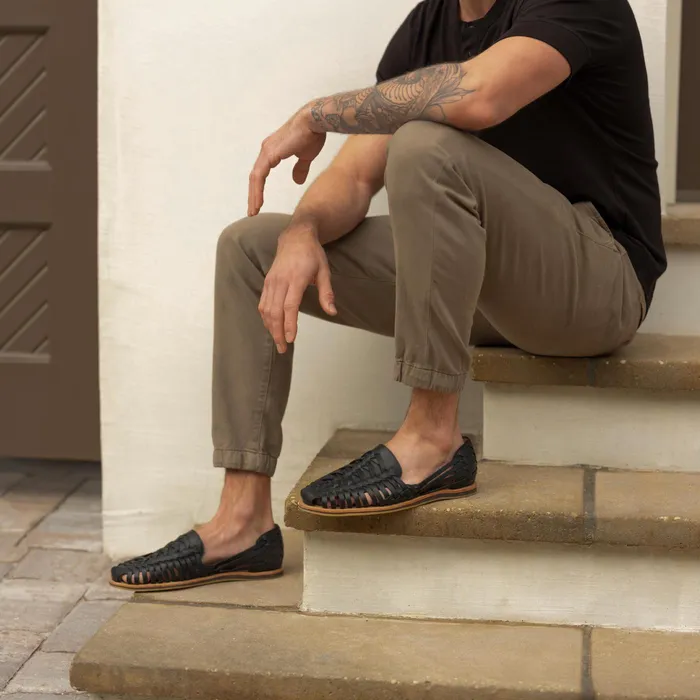 Men Nisolo Sandals and Slip Ons Huarache Sandal Black