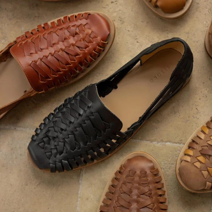 Men Nisolo Sandals and Slip Ons Huarache Sandal Black