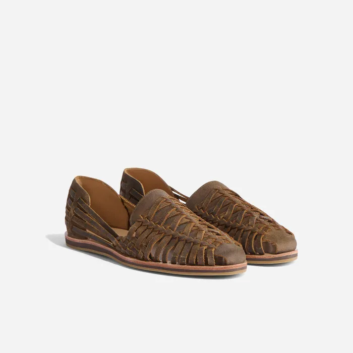 Men Nisolo Sandals and Slip Ons Huarache Sandal Waxed Brown