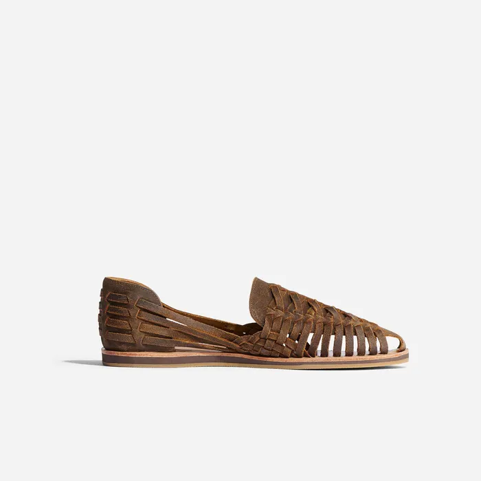 Men Nisolo Sandals and Slip Ons Huarache Sandal Waxed Brown