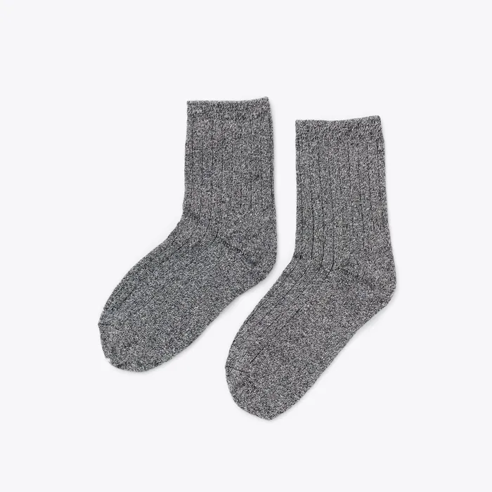 Men Nisolo Socks Cotton Mid Sock Heather Black Marl