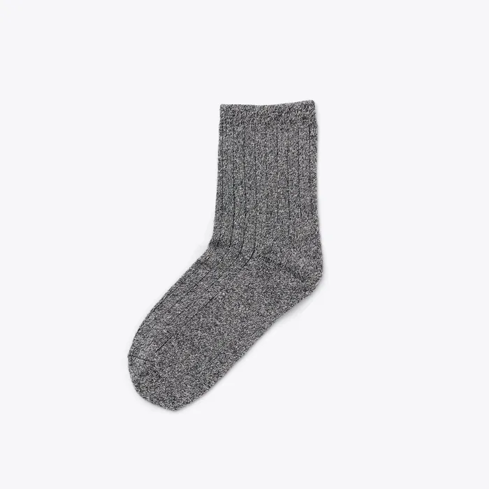 Men Nisolo Socks Cotton Mid Sock Heather Black Marl