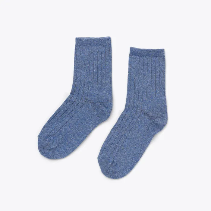 Men Nisolo Socks Cotton Mid Sock Indigo Marl