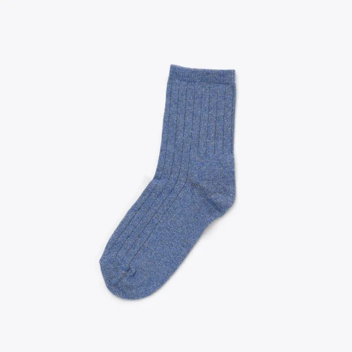 Men Nisolo Socks Cotton Mid Sock Indigo Marl