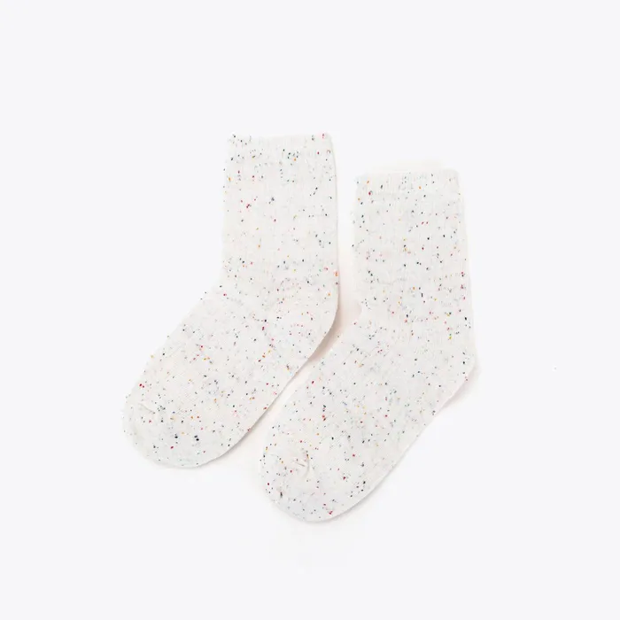 Men Nisolo Socks Cotton Mid Sock Ivory Multicolor Marl