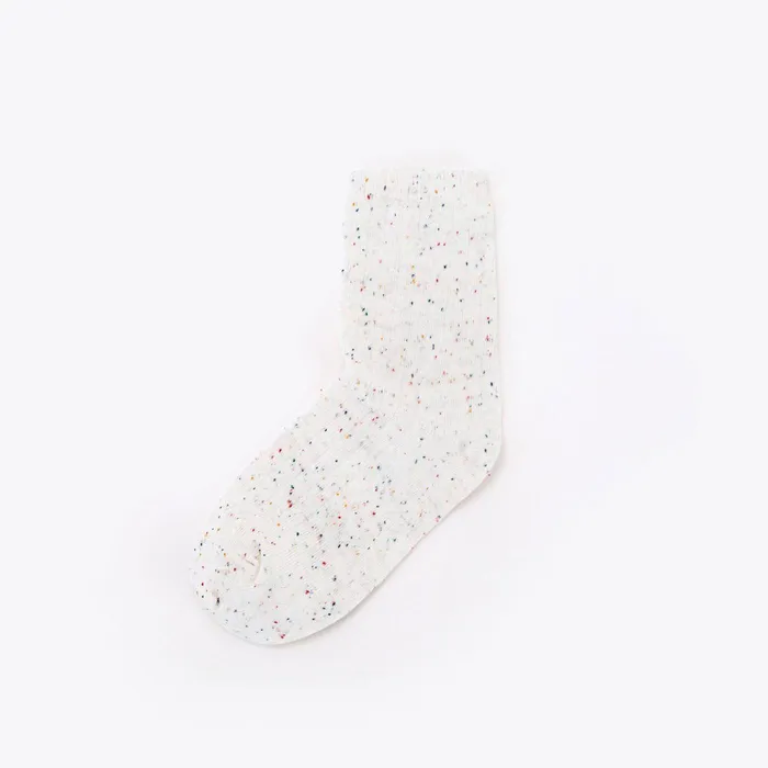 Men Nisolo Socks Cotton Mid Sock Ivory Multicolor Marl