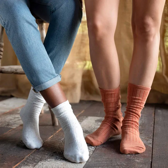 Men Nisolo Socks Cotton Mid Sock Ivory Multicolor Marl