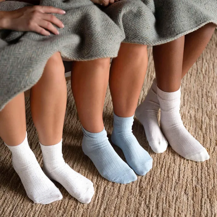 Men Nisolo Socks Cotton Mid Sock Ivory Multicolor Marl