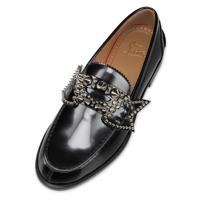 Men No Penny Spikes Loafers 8211 Calf Leather 8211 Black Black Christian Louboutin Loafers and Slipons