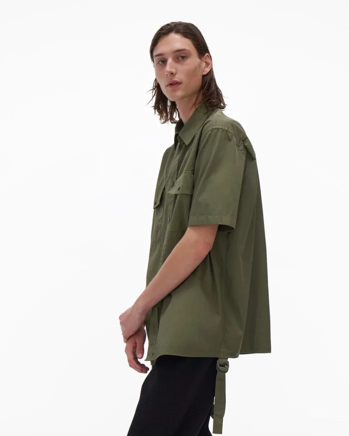 Men Oversized Twill Shirt Burnt Olive Helmut Lang Shirts
