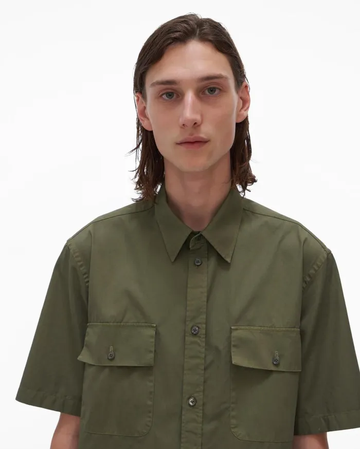 Men Oversized Twill Shirt Burnt Olive Helmut Lang Shirts