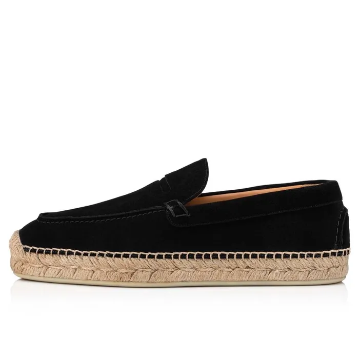 Men Paquepapa Espadrilles 8211 Leather 8211 Black Black Christian Louboutin Sandals and Espadrilles
