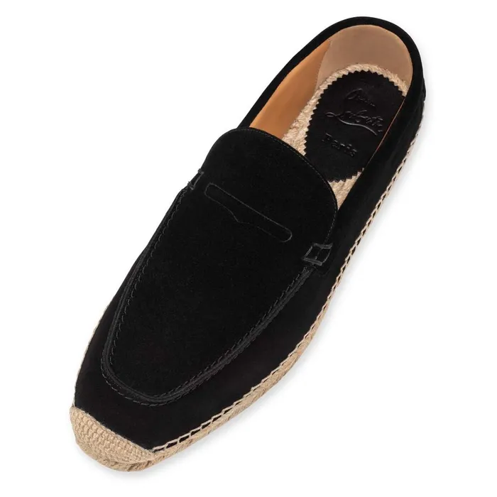Men Paquepapa Espadrilles 8211 Leather 8211 Black Black Christian Louboutin Sandals and Espadrilles