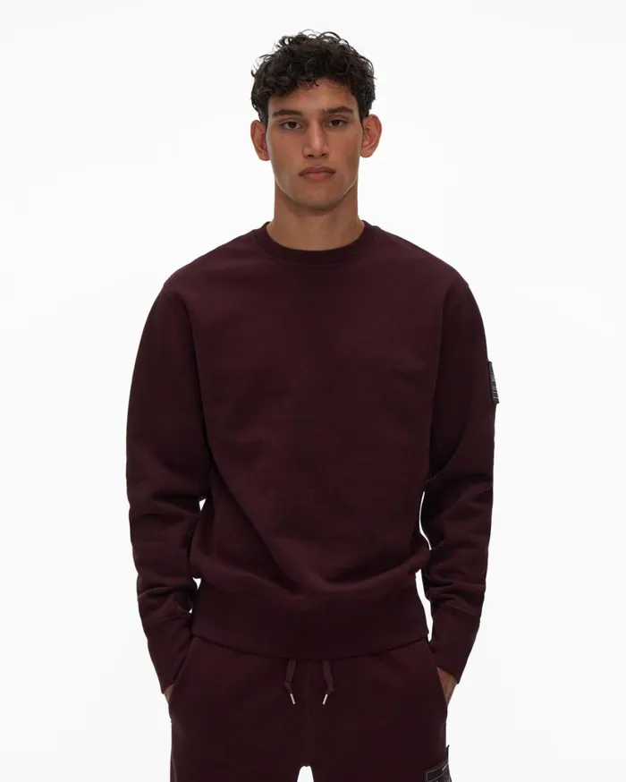 Men Patch Crewneck Sweatshirt Crimson Night Helmut Lang Sweatshirts