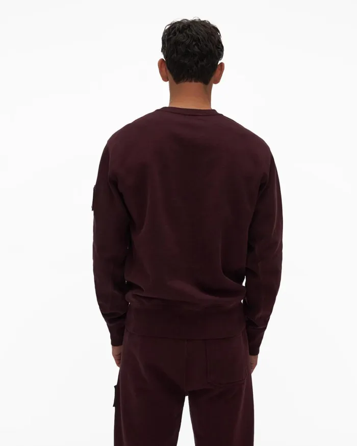 Men Patch Crewneck Sweatshirt Crimson Night Helmut Lang Sweatshirts
