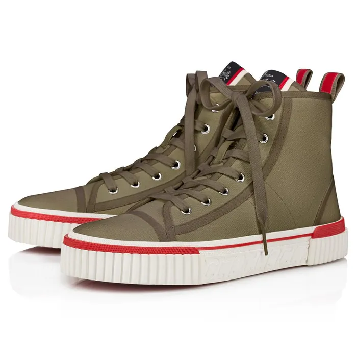 Men Pedro Hightop Sneakers 8211 Fabric 8211 Sierra Brown Christian Louboutin High Top Sneakers Men Pedro Hightop Sneakers 8211 Fabric 8211 Sierra Brown Christian Louboutin High Top Sneakers