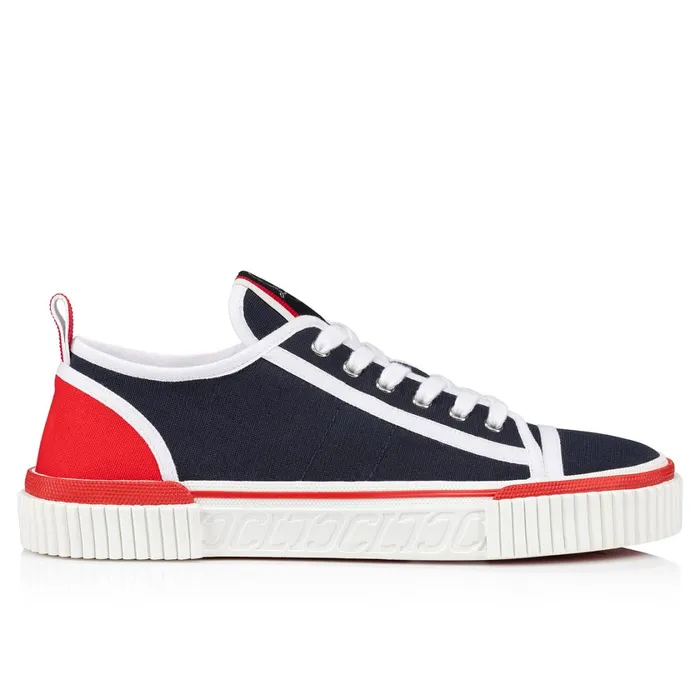 Men Pedro Junior Sneakers 8211 Fabric 8211 Navy Blue Christian Louboutin Low Top Sneakers