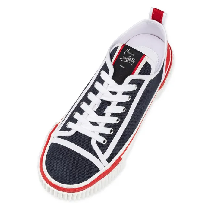 Men Pedro Junior Sneakers 8211 Fabric 8211 Navy Blue Christian Louboutin Low Top Sneakers