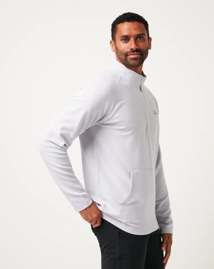 Men PERFORMANCE WAFFLE QUARTER ZIP Heather Light Grey TravisMathew Quarter Zips