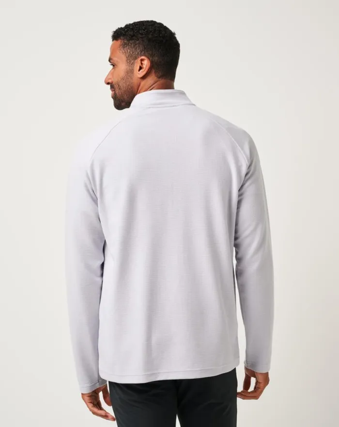 Men PERFORMANCE WAFFLE QUARTER ZIP Heather Light Grey TravisMathew Quarter Zips