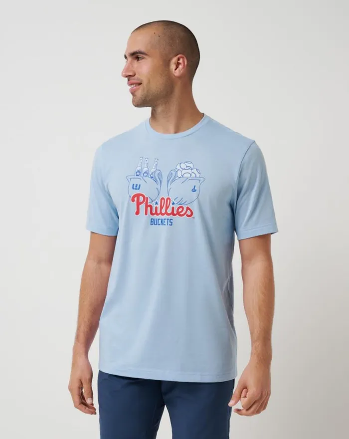 Men PHILADELPHIA PHILLIES STRIKE TWO TEE Heather Blue TravisMathew Tees