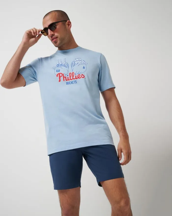 Men PHILADELPHIA PHILLIES STRIKE TWO TEE Heather Blue TravisMathew Tees