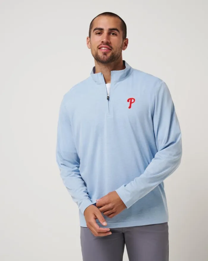 Men PHILADELPHIA PHILLIES TIME TO TAILGATE QUARTER ZIP Heather Blue TravisMathew Quarter Zips Men PHILADELPHIA PHILLIES TIME TO TAILGATE QUARTER ZIP Heather Blue TravisMathew Quarter Zips