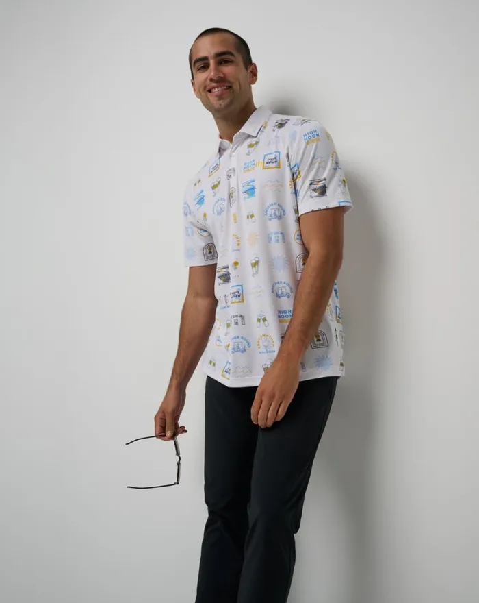 Men PINEAPPLE PARADISE POLO White TravisMathew Polos