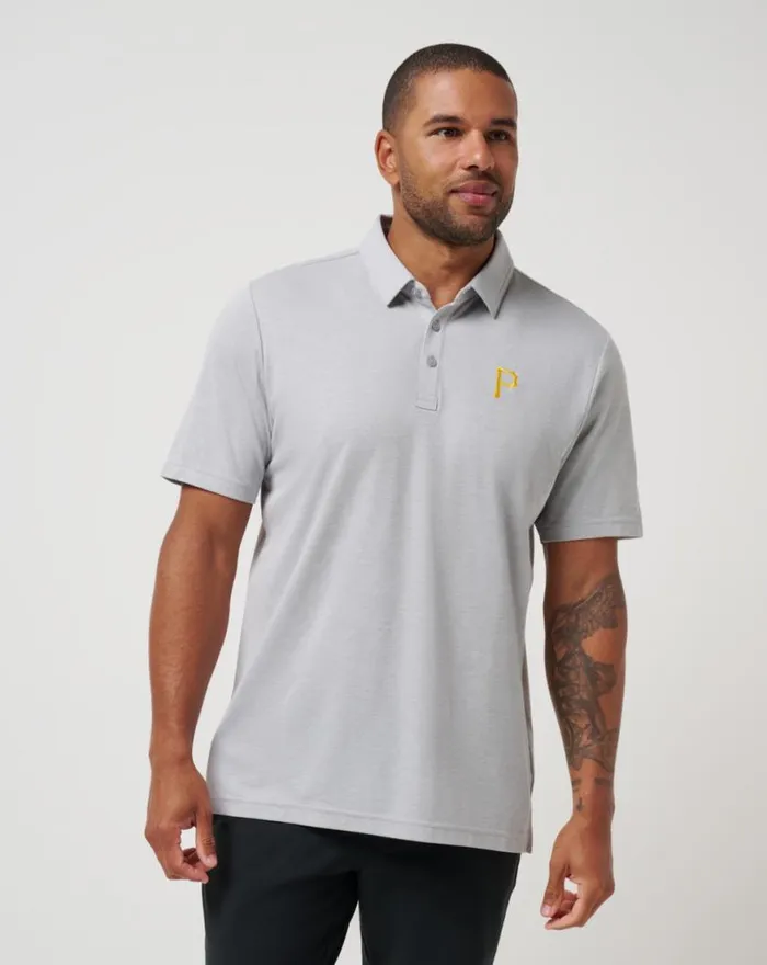 Men PITTSBURGH PIRATES PLAYOFF PITCH POLO Heather Grey TravisMathew Polos