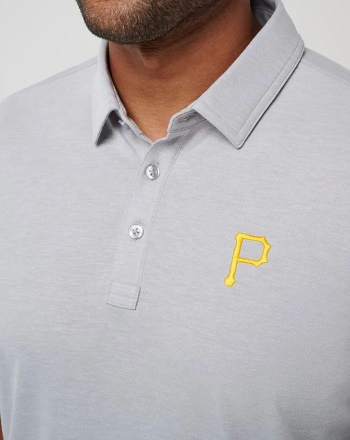 Men PITTSBURGH PIRATES PLAYOFF PITCH POLO Heather Grey TravisMathew Polos