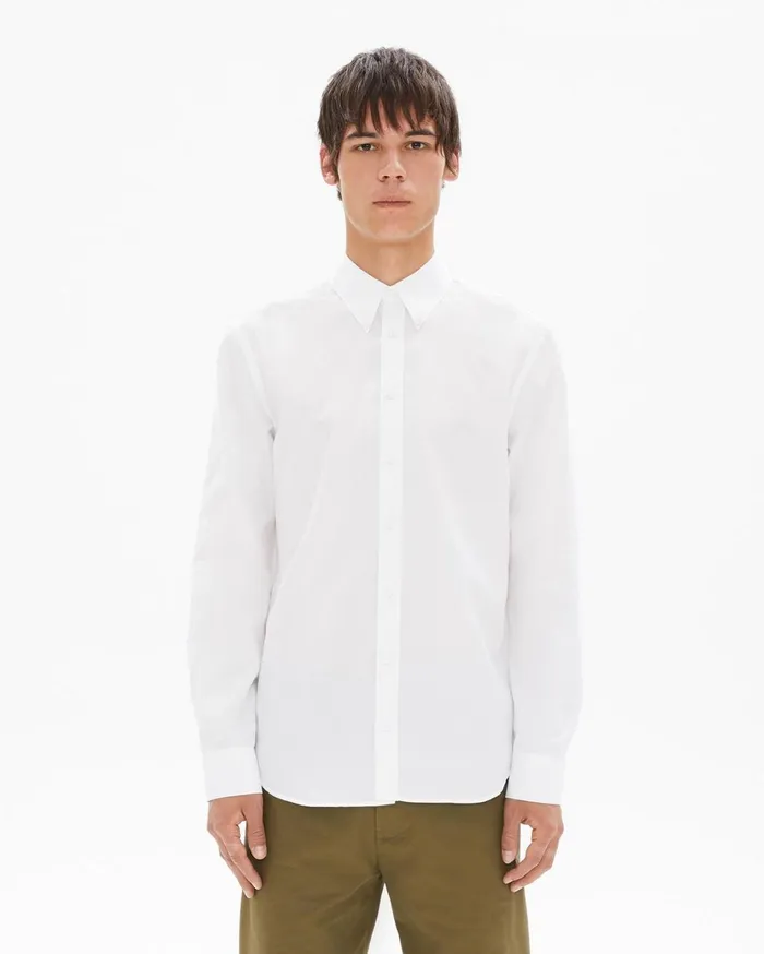 Men Poplin Press Stud Shirt White Helmut Lang Shirts