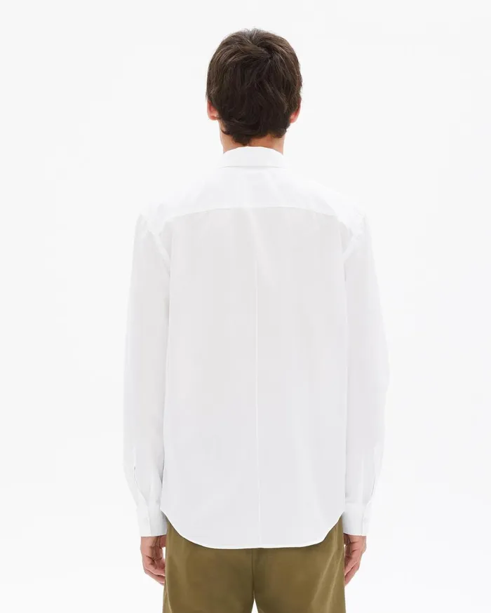 Men Poplin Press Stud Shirt White Helmut Lang Shirts
