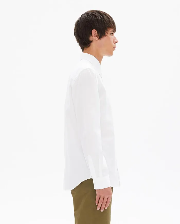 Men Poplin Press Stud Shirt White Helmut Lang Shirts