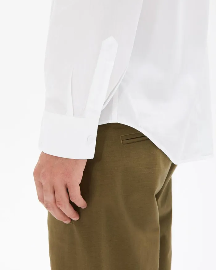 Men Poplin Press Stud Shirt White Helmut Lang Shirts