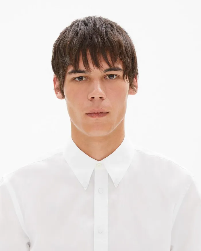 Men Poplin Press Stud Shirt White Helmut Lang Shirts