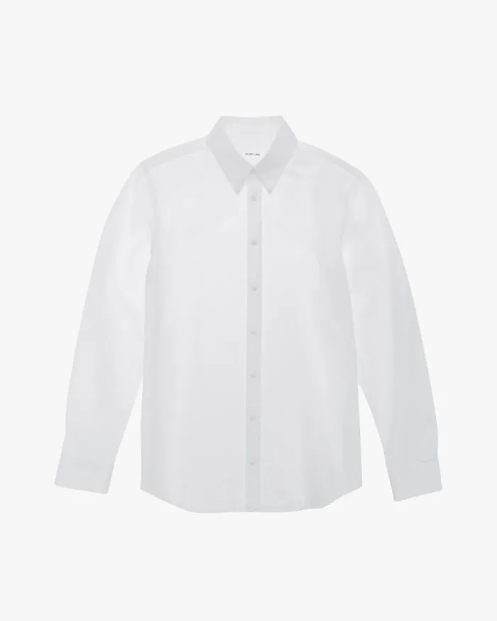 Men Poplin Press Stud Shirt White Helmut Lang Shirts