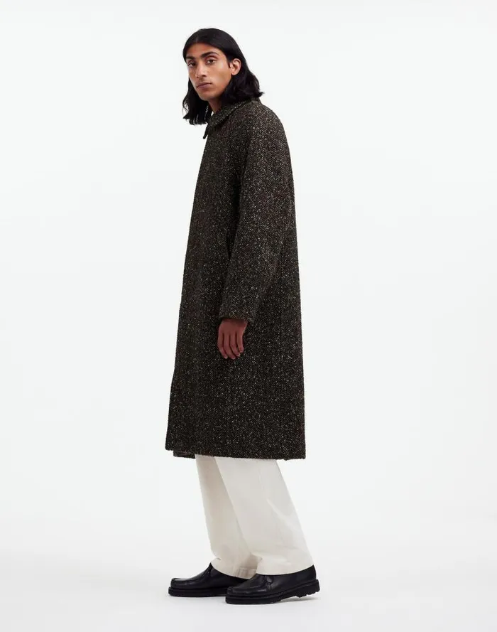 Men RaglanSleeve Topcoat In Italian Fabric Chocolate Multi Madewell Coats Jackets