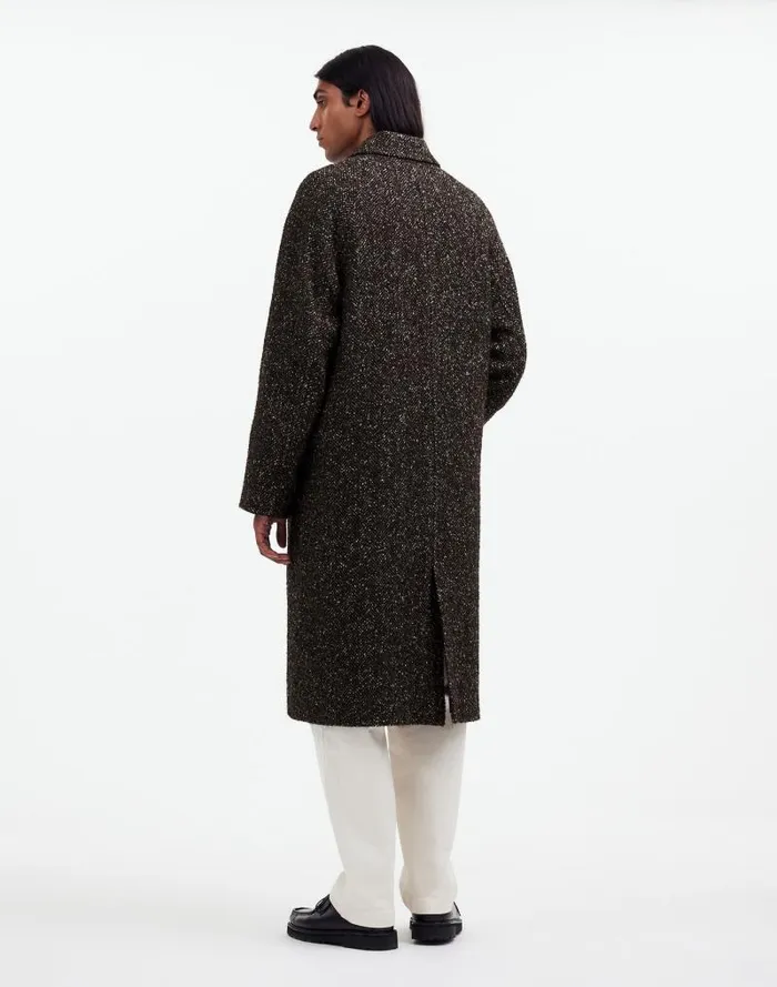 Men RaglanSleeve Topcoat In Italian Fabric Chocolate Multi Madewell Coats Jackets