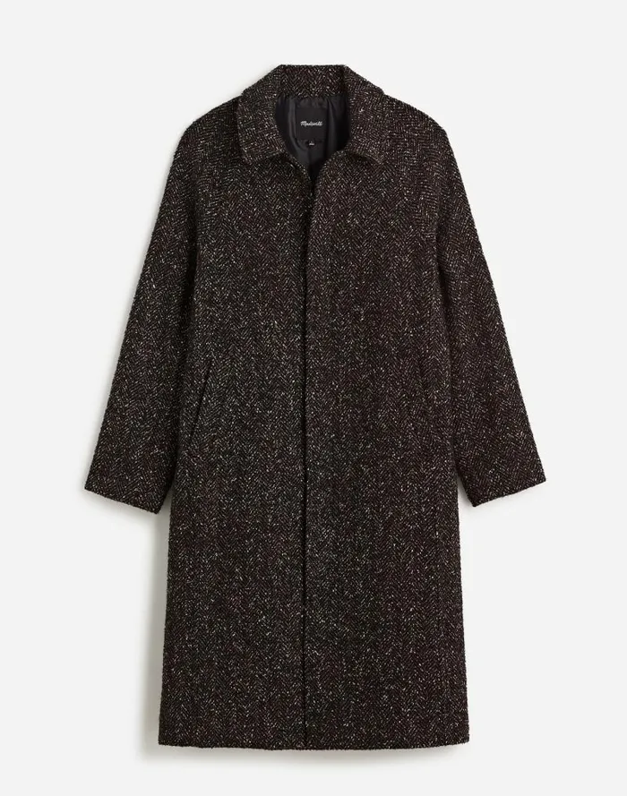 Men RaglanSleeve Topcoat In Italian Fabric Chocolate Multi Madewell Coats Jackets