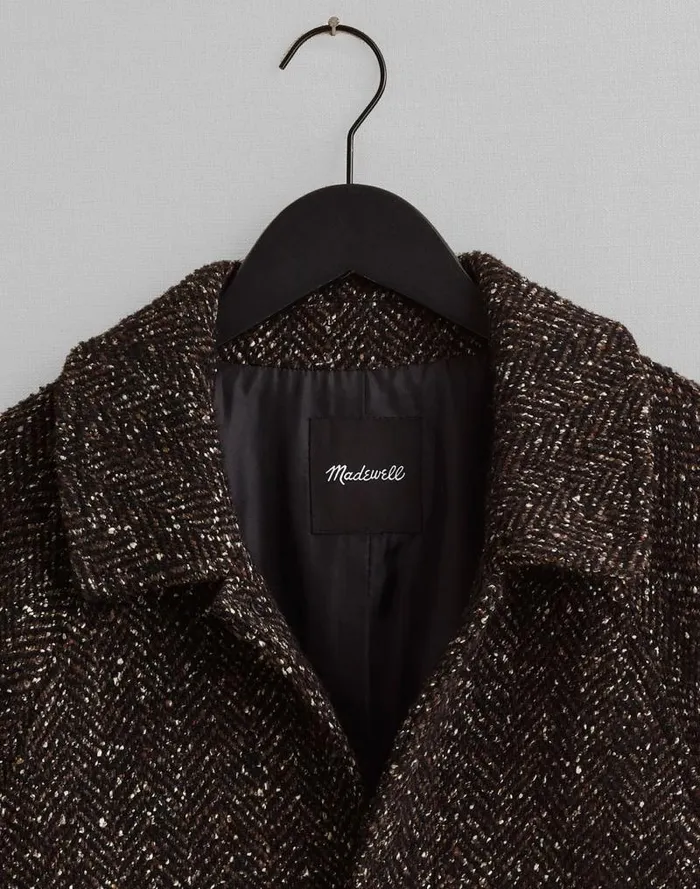 Men RaglanSleeve Topcoat In Italian Fabric Chocolate Multi Madewell Coats Jackets