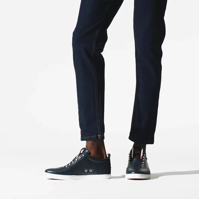 Men Rantulow Sneakers 8211 Grained Calf Leather 8211 Marine Marine Christian Louboutin Low Top Sneakers