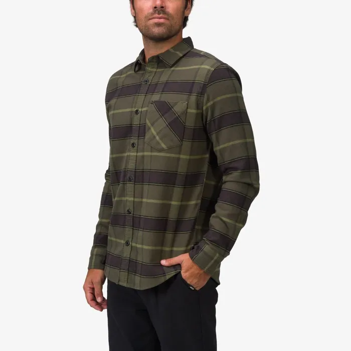 Men Reef Outerwear Anders Long Sleeve Woven Shirt Thyme Men Reef Outerwear Anders Long Sleeve Woven Shirt Thyme