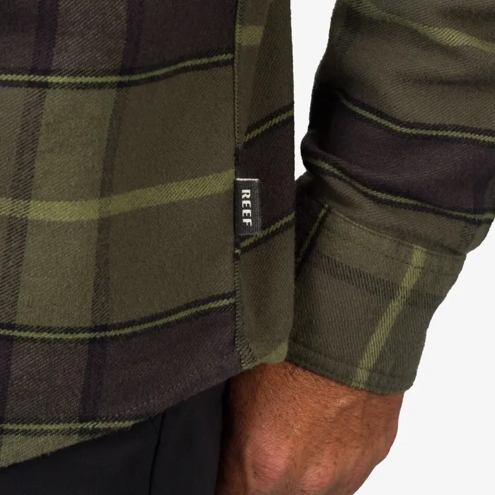 Men Reef Outerwear Anders Long Sleeve Woven Shirt Thyme Men Reef Outerwear Anders Long Sleeve Woven Shirt Thyme